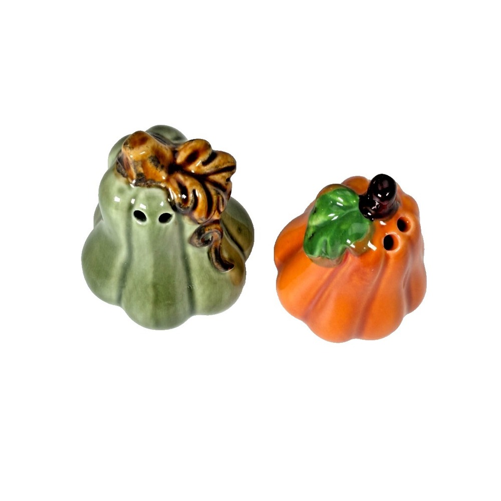 Vintage Ceramic Pumpkin and Gourd Salt & Pepper Shakers Fall Harvest Decor - Picture 2 of 6